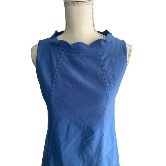 SARA CAMPBELL Blue Scalloped Shift Dress Size 4 - Picture 2 of 11